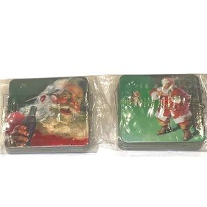 2 Packs of 9 Individual Vintage Coca Cola Coasters Christmas Holiday Santa Claus